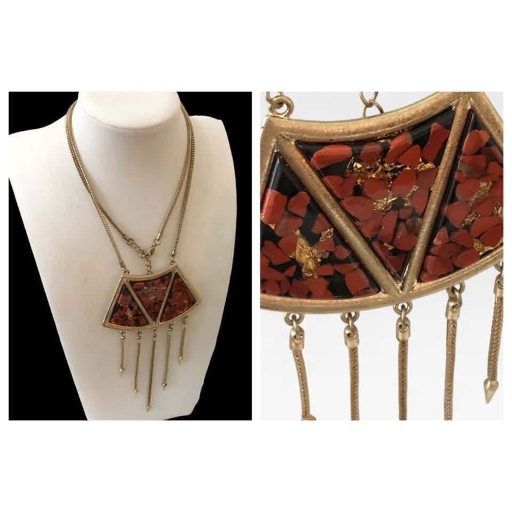 Vintage Confetti Lucite Tassel Necklace